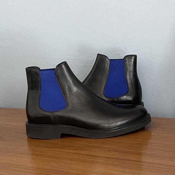 8 By Yoox Black Leather Chelsea Ankle Boots Size 41 NWOB - Picture 1 of 8
